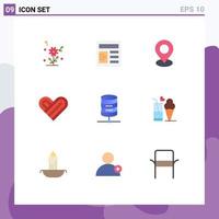 9 Creative Icons Modern Signs and Symbols of computing server map doller love Editable Vector Design Elements