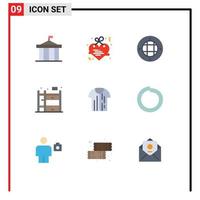 Set of 9 Modern UI Icons Symbols Signs for sport bunk bed love living outdoor Editable Vector Design Elements