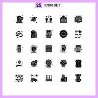 Modern Set of 25 Solid Glyphs and symbols such as e search cloning research book Editable Vector Design Elements