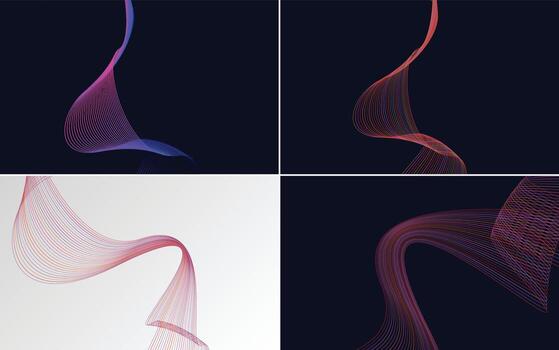 conjunto de 4 líneas de ondas abstractas de fondo de patrón de onda geométrica vector