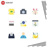 9 Flat Color concept for Websites Mobile and Apps banking seo easter gear cosmetic Editable Vector Design Elements