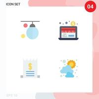 Set of 4 Modern UI Icons Symbols Signs for bag commerce punching online sale Editable Vector Design Elements