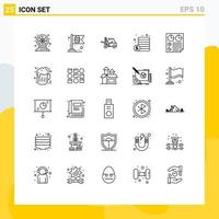 25 User Interface Line Pack of modern Signs and Symbols of page data lifter money cash Editable Vector Design Elements