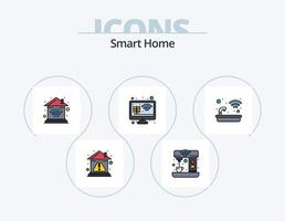 diseño de iconos de paquete de iconos llenos de línea de hogar inteligente 5. seguridad. casa. control. antivirus tecnología vector