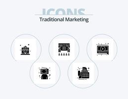 diseño de iconos del paquete de iconos de glifos de marketing tradicional 5. mensaje. publicidad. dispositivo. anuncio. Servicio vector