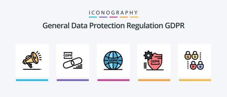 Gdpr Line Filled 5 Icon Pack Including gdpr . protection . security. gdpr. Creative Icons Design vector