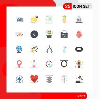 Modern Set of 25 Flat Colors Pictograph of mobile gestures message reputation quality Editable Vector Design Elements