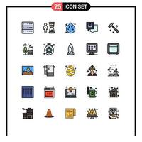 paquete de iconos de vector de stock de 25 signos y símbolos de línea para mensaje de martillo retroalimentación de persona chateando elementos de diseño de vector editables