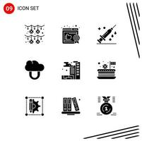 9 Creative Icons Modern Signs and Symbols of cake gas medical city private Editable Vector Design Elements