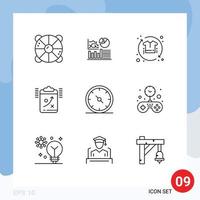 Set of 9 Vector Outlines on Grid for tactic planning business clipboard shirt Editable Vector Design Elements