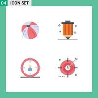 4 Thematic Vector Flat Icons and Editable Symbols of ball target coding pencil audience Editable Vector Design Elements