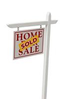 Sold For Sale Real Estate Sign on White with Clipping photo