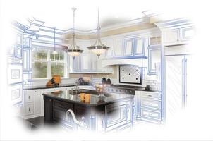 hermoso dibujo de diseño de cocina personalizado y combinación de fotos