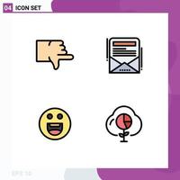 Universal Icon Symbols Group of 4 Modern Filledline Flat Colors of dislike motivation vote newsletter data Editable Vector Design Elements