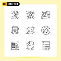 9 Outline concept for Websites Mobile and Apps planet full moon employee greeting card card Editable Vector Design Elements
