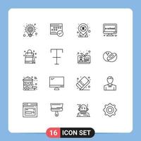 Modern Set of 16 Outlines and symbols such as electronic e event india country Editable Vector Design Elements