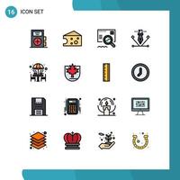 conjunto de 16 iconos modernos de la interfaz de usuario signos de símbolos para la herramienta de la pluma de café verificar ilustraciones ilustraciones elementos de diseño de vectores creativos editables