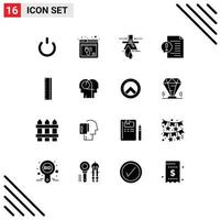 Pack of 16 Modern Solid Glyphs Signs and Symbols for Web Print Media such as faq contact website communication factory Editable Vector Design Elements