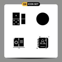 Pack of 4 Modern Solid Glyphs Signs and Symbols for Web Print Media such as casino applicant circle guide data Editable Vector Design Elements