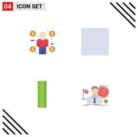 Modern Set of 4 Flat Icons and symbols such as business goal consumer ruler market Editable Vector Design Elements