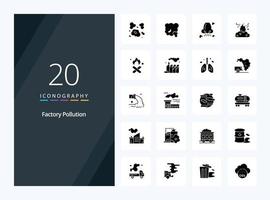 20 Factory Pollution Solid Glyph icon for presentation vector