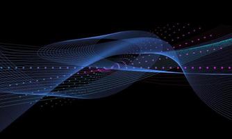 Abstract wave lines dynamic flowing colorful light isolated on black background. Vector illustration design
