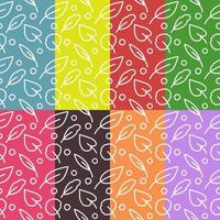 Seamless of Floral Line Draw Pattern with Eight Colorful Background vector