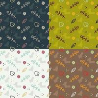 Seamless of Floral Marker Draw Pattern with Four Variation Background vector