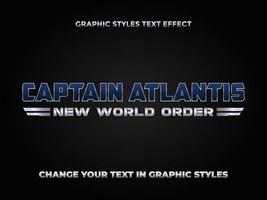 CAPTAIN ATLANTIS BLUE SILVER GRADIENT EDITABLE TEXT EFFECT vector