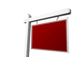 Blank Red Real Estate Sign on White photo