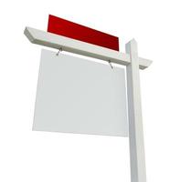 Blank White and Red Real Estate Sign on White photo