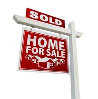Red Sold Home for Sale Real Estate Sign photo