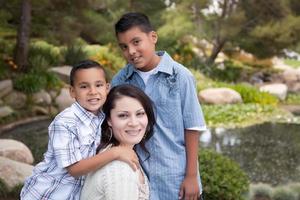 Happy Hispanic Mother and Sons photo