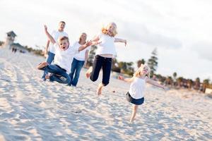 Happy Sibling Children Jumping for Joy photo