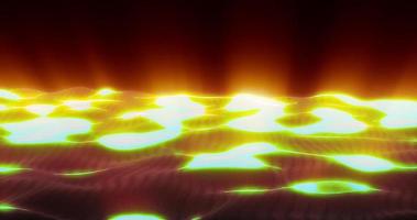 Yellow energy waves from particle dots and lines stripes glowing futuristic beautiful and rays of sunrise shining. Abstract background photo