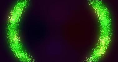 Futuristic abstract green exploding ring circle glowing radiant magical energy on black background. Abstract background photo