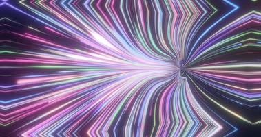 Abstract bright glowing neon multicolored rainbow energy magical multicolored lines and stripes distorted. Abstract background photo