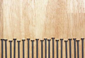 Macro of Nails on Wood photo