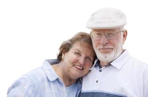 Happy Senior Couple Isolated on White photo