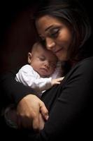Attractive Ethnic Woman with Her Newborn Baby photo