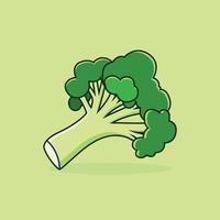 Broccoli Vector Art Illustration of Isolated View on Green Background. Vegetarian  Asian Winter Food.