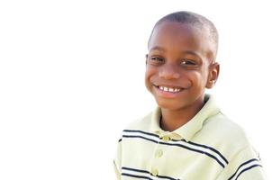 Handsome Young African American Boy Isolated on White photo