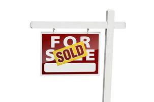 Red Sold For Sale Real Estate Sign on White photo