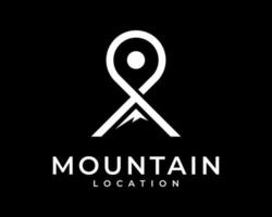 ubicación del pico de la montaña pin mapa viaje cumbre alpina punto navegación aventura vector logo diseño