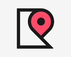 Letter R Location Pin Map Point Navigation Place Line Simple Modern Unique Icon Vector Logo Design