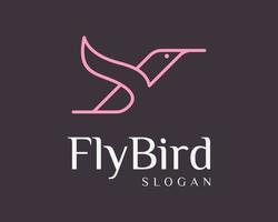 Fly Bird Wing Freedom Flight Linear Line Art Simple Minimalist Abstract Icon Vector Logo Design