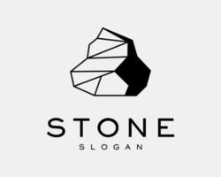 Stone Rock Material Structure Geometric Silhouette Line Outline Simple Minimalist Vector Logo Design