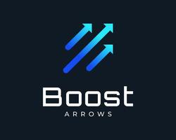 Boost Arrow Up Startup Success Fast Speed Forward Technology Modern Bright Color Vector Logo Design