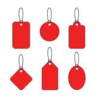 set of red price tag label shapes vector illustration