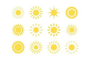 conjunto de ilustración de vector de sol amarillo redondo